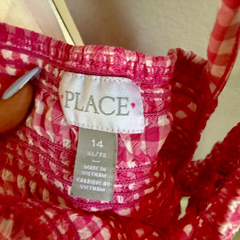 The Children's Place Hot Pink and White Gingham Smocked Sundress